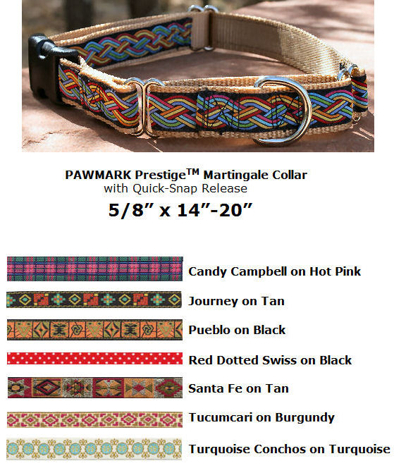 Pawmark Prestige Fabric Martingale Collars 5/8"