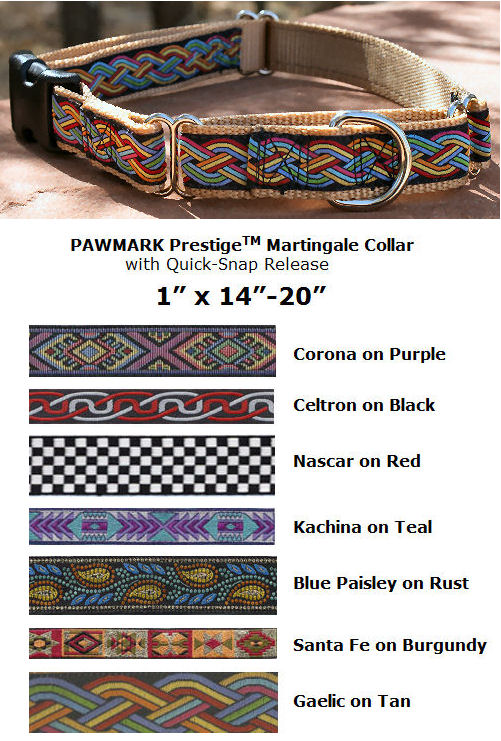Pawmark Prestige Fabric Martingale Collars 1"